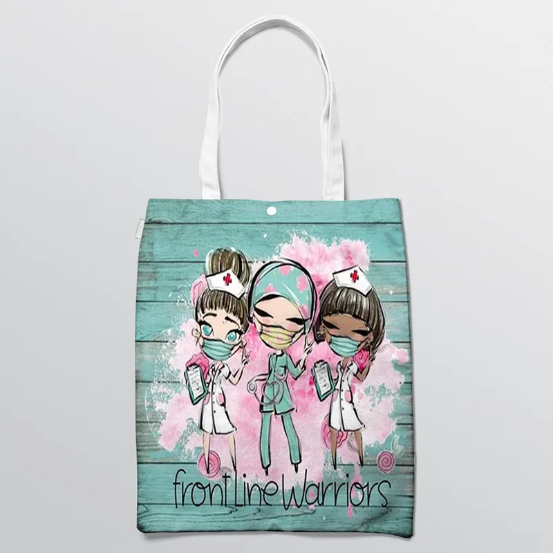 House Home Shoulder Bag Cartoon Dentist Nurse Girl Shopping Tote Canvas School B - £19.98 GBP