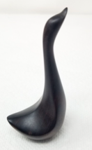 MCM Swan Figurine Wood Handmade Stained Dark Sleek Vintage - $18.95