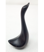 MCM Swan Figurine Wood Handmade Stained Dark Sleek Vintage - £14.81 GBP