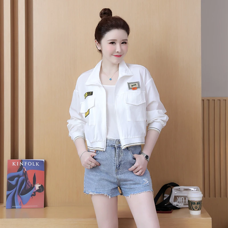  Korean Summer Windbreaker Jacket Women Long Sleeve Elegant Short Slim Casual Th - £140.77 GBP
