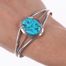 6.75&quot; Vintage Navajo sterling and turquoise bracelet t - £114.72 GBP