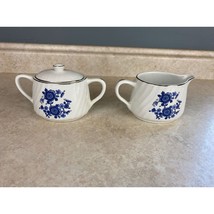 Vintage Royal Blue Ironstone Wedgewood &amp; Co. England Creamer &amp; Sugar Bowl With L - £13.00 GBP