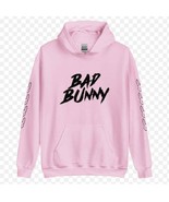 Bad Bunny Hoodie Design Front and Sleeves sweatshirt size. L Large - $70.20 CAD