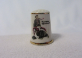 Vintage 1980 Norman Rockwell Falling In Love Fine China Gold Trimmed Thimble - £4.68 GBP