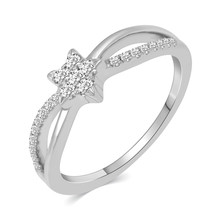 1/4Ct TW Diamond Star cluster Promise Ring in Sterling Silver - £43.94 GBP