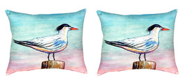 Pair of Betsy Drake Royal Tern No Cord Pillows 16 Inch X 20 Inch - £63.30 GBP