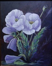 Purple Poppies Original Oil Painting by Irene Livermore - £224.18 GBP