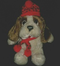 18&quot; Vintage 1986 Commonwealth Christmas Brown Puppy Dog Stuffed Animal Plush Toy - £22.69 GBP
