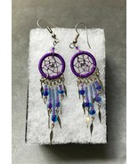 Earrings, Purple Dream Catcher, Dangle, Native American, Fish hook ear w... - $320.26 MXN