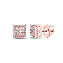 14kt Rose Gold Womens Round Diamond Square Cluster Earrings 1/4 Cttw - £364.36 GBP