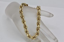 Fine 10K Yellow Gold Puffy 8mm Rope Link Chain Bracelet Fits 8.25&quot; Wrist 13.1g - £590.76 GBP