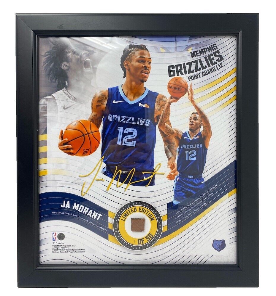 JA MORANT Memphis Grizzlies Framed 15 x 17 Game Used Basketball Collage ... - $295.00