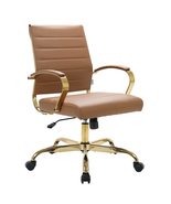 LeisureMod Benmar Brown Leather Office Desk Chair, Mid-Back Ergonomic Sw... - $4,303.85 MXN