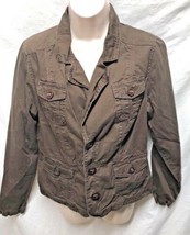 DP Manufacturing Ind Womens Sz L Dark Brown Button Up Jacket 100% Cotton - $13.86