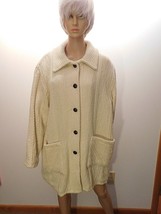 Boyne Valley Weavers Vintage Knit Coat 100% Irish Wool Sz 1X Cream/Ivory Euc - £55.02 GBP