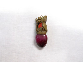 New Perched Clay Hoot Owl W Hot Pink Agate Gemstone Pendant Adj Necklace - £4.78 GBP