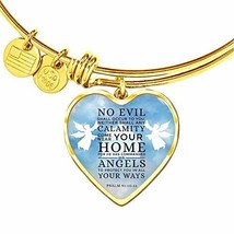 Express Your Love Gifts Psalm 91:10-11 Scripture Gift Engraved 18k Gold Heart Br - $59.35