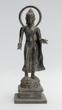 Antik Indonesische Stil Stehend Bronze Javanese Teaching Buddha - 28cm/2... - £651.30 GBP