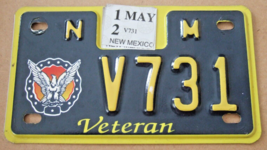 New Mexico Armed Forces Veteran Motorcycle License Plate V731 Exp. May 12 - £24.57 GBP