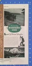 Vintage Print Ad Washington State Fishing Mt Rainier National Park  13.5&quot;x 5.25&quot; - £12.33 GBP