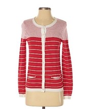 Tommy Hilfiger Size XS Cardigan red white button up 100% pima cotton - £14.63 GBP