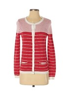 Tommy Hilfiger Size XS Cardigan red white button up 100% pima cotton - $341.13 MXN