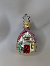 Christmas Glass Ornament Cottage 2 Inch Germany Inge Glas Old World - £14.21 GBP