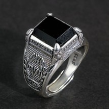 Real Solid 925 Sterling Silver Rings Claw Setting With Natural Onyx Stone For Me - £36.77 GBP