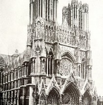 Rheims Cathedral Before Destruction By German Shelling WW1 Print 1917 SmDwC5 - £24.03 GBP
