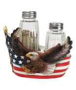 Patriotic Star Spangled Banner US Flag Bald Eagle Salt And Pepper Shaker... - $35.54 CAD
