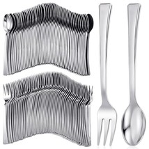 300 Pieces Plastic Mini Appetizer Forks And Spoon 4.53 Inch Stainless Steel Fini - $32.99