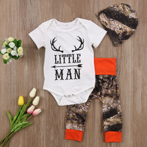 US 3Pcs Newborn Baby Boys Tops Romper Camouflage Long Pants Outfits Clothes wea - £11.14 GBP