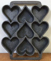 Vtg Primitive Cast Iron Heart Mold Baking Muffin Cake Tart Cornbread Gem... - £109.97 GBP