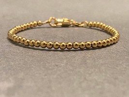 Gold Bead Bracelet, Gold Filled Round Beaded Bracelet, Ball Bracelet Gold, Every - £29.18 GBP