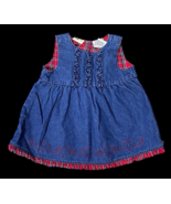 Baby Girl Dress 6-9M Denim Jean Embroidered Hearts Valentines Day Vintag... - $518.76 MXN
