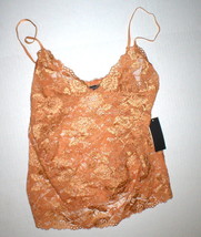 NWT New Designer Josie Natori Lace Camisole Top Womens Sheer Copper L Ad... - £230.03 GBP