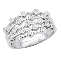 0.70Ct Round Simulated Bezel Set Bubble Design Ring 14K White Gold Plated - £66.18 GBP