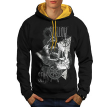 Wellcoda Pirate Shallow Sea Ship Mens Contrast Hoodie - £35.35 GBP