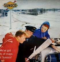 1961 Sunoco Gasoline &amp; Oil Road Maps Advertisement Vintage Gas Station D... - $29.99