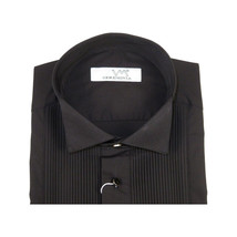 Men CEREMONIA Tuxedo Shirt 100% Cotton Turkey #CVS 15 ATP Black Wing Tip Pleated image 6