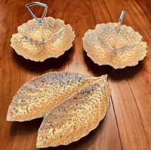 MCM WEEPING BRIGHT GOLD HAND PAINTED 22K GOLD 2TRINKET DISH 8”+Double le... - $62.32