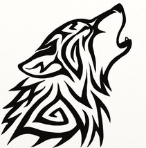 Tribal Wolf Car Laptop Decal Sticker Howl Many Colors to Choose for tumbler car  - £5.46 GBP