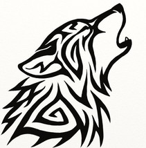 Tribal Wolf Car Laptop Decal Sticker Howl Many Colors to Choose for tumbler car  - £5.46 GBP