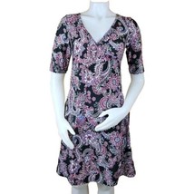 Prana Nadia Veeda Dress Womens S Gray Berry Print Faux Wrap Stretch Jers... - $26.44