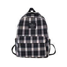 Students Backpack Women&#39;s Plaid Pattern School Bag Canvas Softback Campus Style  - £28.15 GBP