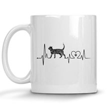 Bengal Cat Heartbeat Coffee Mug, Cat Fetch Mug, Cat Mom Dad, Crazy Cat Lady, Paw - £11.82 GBP