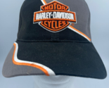 Vtg Harley Davidson Motorcycle Adjustable Hat Embroidered Logo Swirl Bla... - $24.18