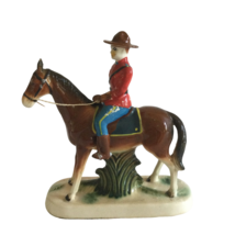 Vintage Royal Canadian Mounted Police Ceramic Figurine On Horse - £23.99 GBP