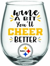 Pittsburgh Steeles NFL Stemless Wine Glass 17 oz Gift Boxed - £27.24 GBP