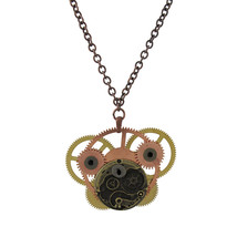 Zeckos Steampunk Brass and Copper Watch Gear Necklace 28 In. - £11.35 GBP